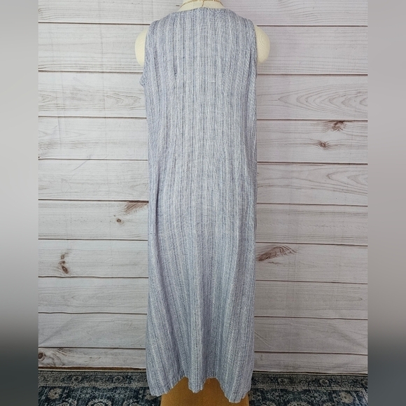 Picante Cotton Two Piece Midi Dress Set with Button Down in Blue and White Sz M - Picture 5 of 12